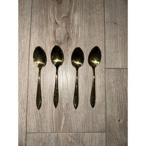 4 Dirigold Dirilyte Goldware‎ Goldenware Regal Flatware Silverware Teaspoon
